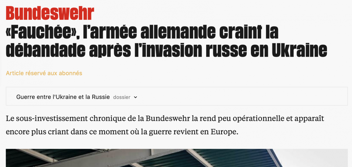 Ce que nous n’écririons pas : comme le fait « Libération », que l’armée allemande est « en piteux état »